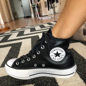 Converse Women High Top Leather Platform Sneakers